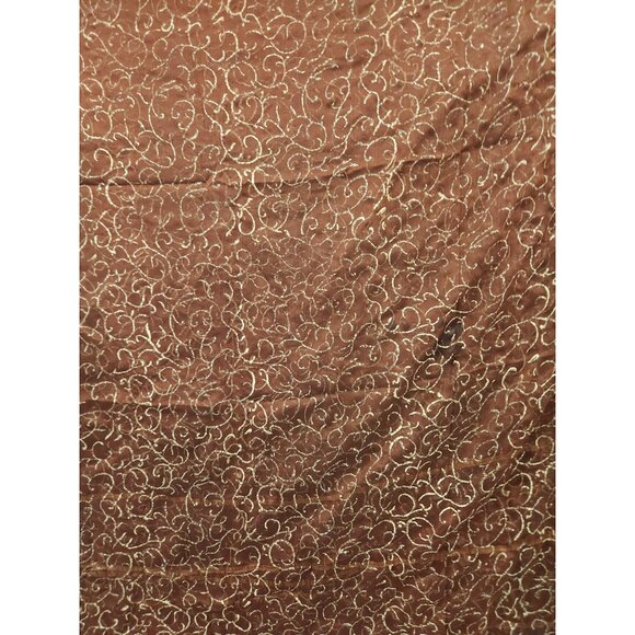 Elegant Brown Sheer Floral Scarf With Fringe Wrap Shawl Oversized 42"x82" - Picture 11 of 13